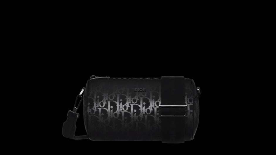 Roller Messenger Bag Black Dior Oblique Galaxy Leather Leather goods