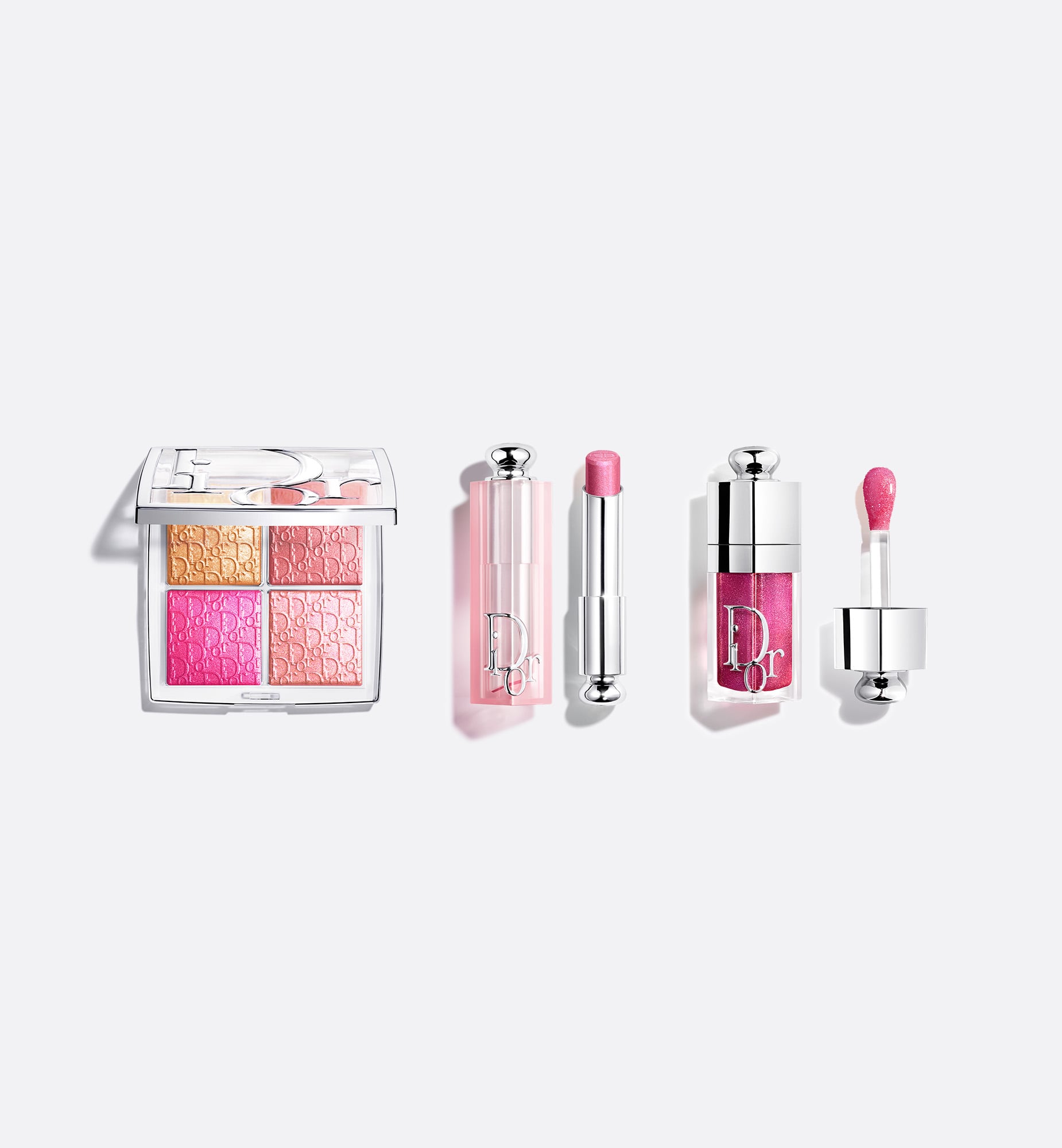 Dior Backstage Sparkly Plum Trio-lip Balm, Lip Oil, And Illuminating Palette