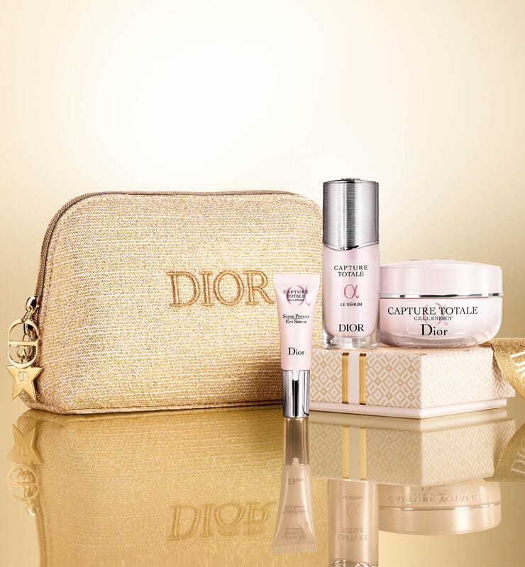 Dior Capture Totale セット 150ml Dior Capture Totale Facial Skincare Set: 3 Products & Pouch